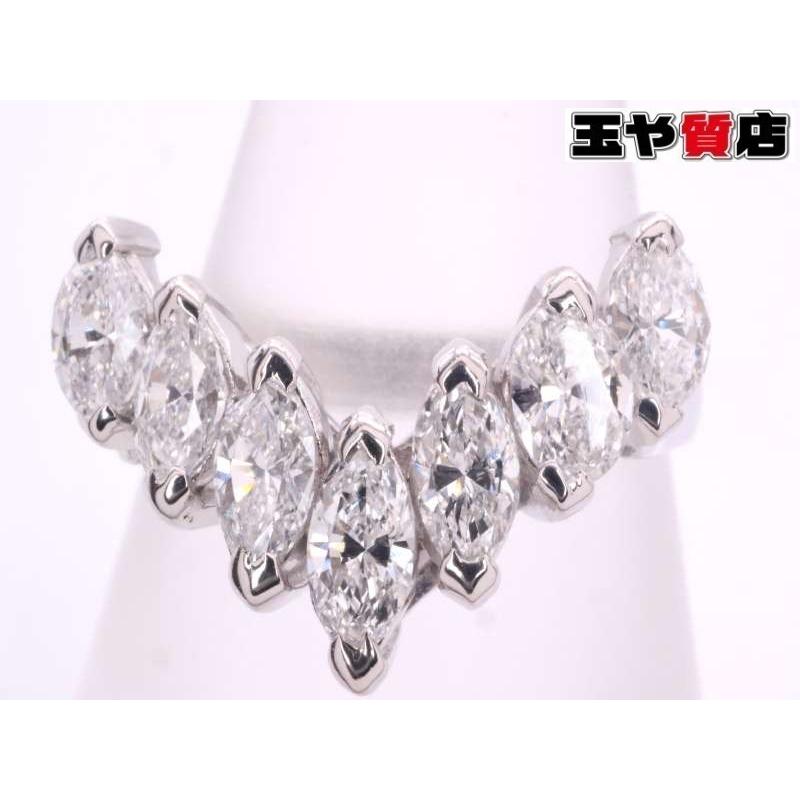 キラキラマーキスカットダイヤ パヴェダイヤ1ct pt900リング マーキースダイヤ 1.00ct V字 リング 14号弱 pt900 プラチナ : 親切な