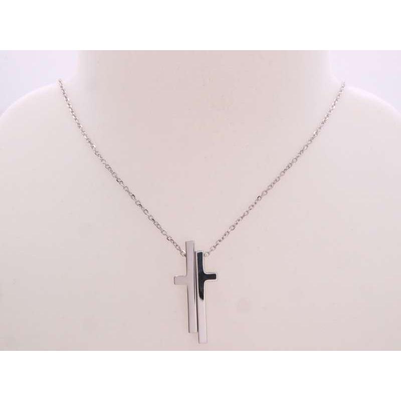 GUCCI グッチ 美品 セパレートクロス ネックレス 750 K18WG GUCCI グッチ 美品 セパレートクロス ネックレス 750 K18WG