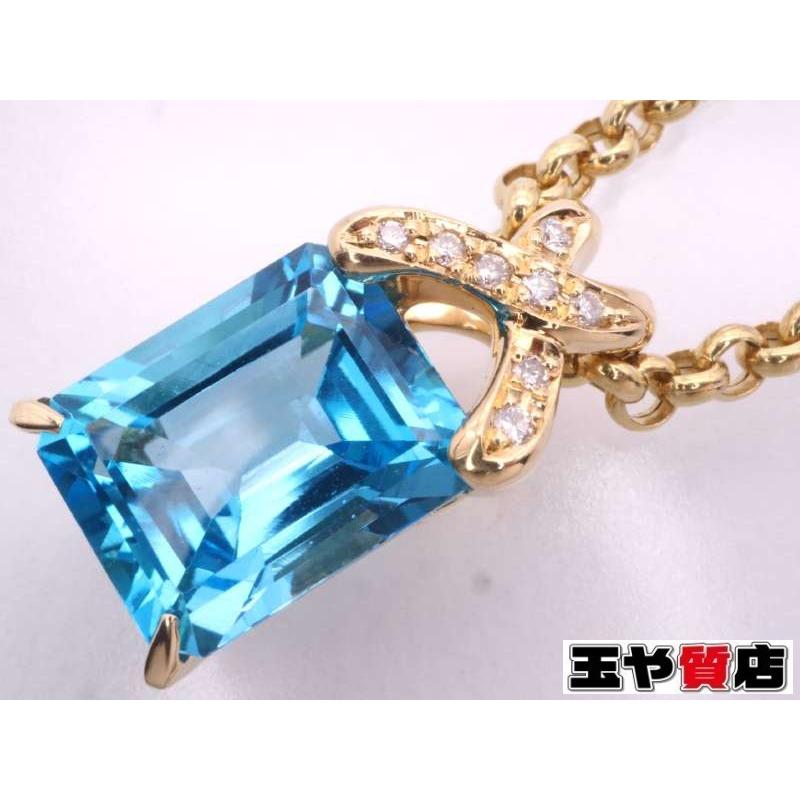 ブルートパーズ 5.19ct ダイヤ 0.06ct デザイン ペンダント ネックレス  