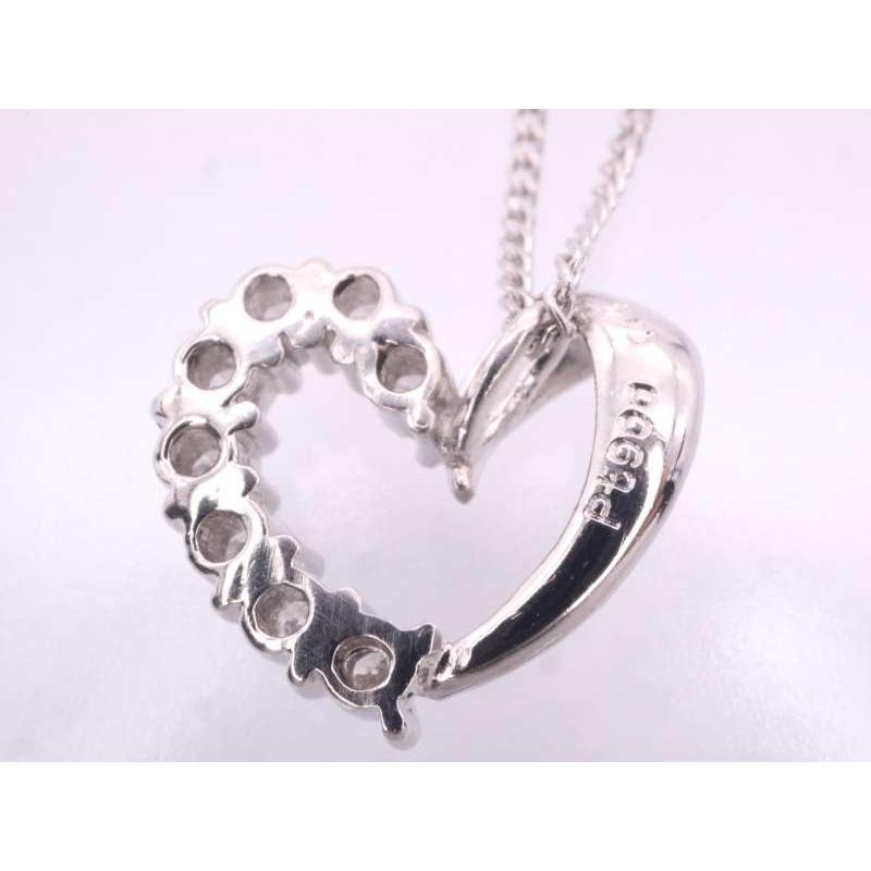 ダイヤ 0.14ct オープンハート ペンダント ネックレス pt850 pt900