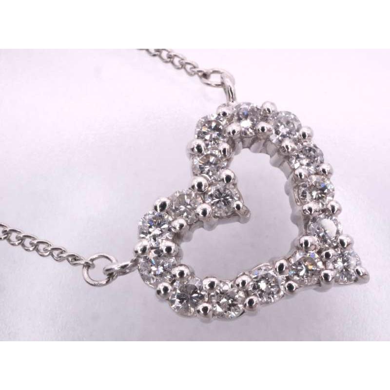 ダイヤ 0.30ct オープンハート ペンダント ネックレス pt850 pt900 