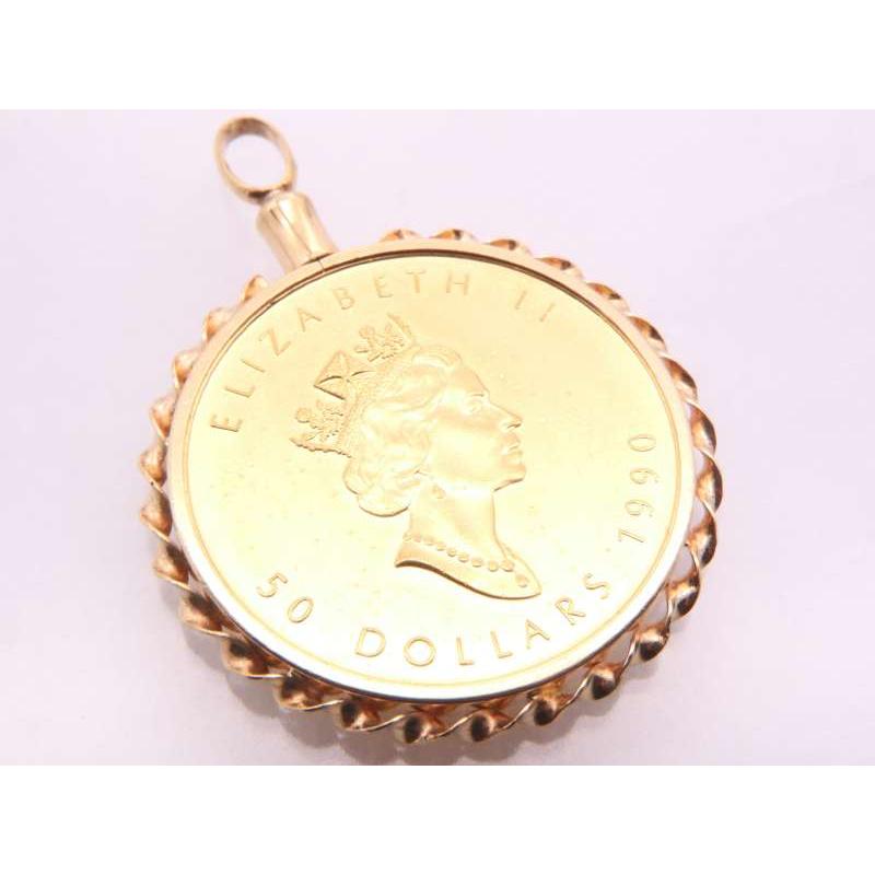 カナダ メープルリーフ 金貨 1オンス K24 枠 K18YG ペンダントトップ