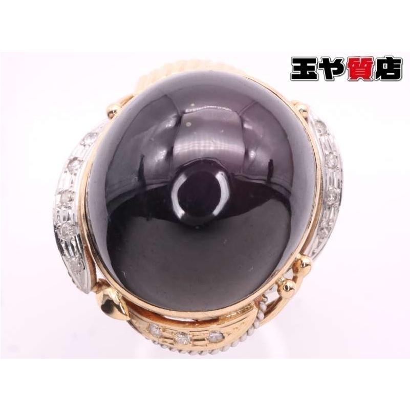スターガーネット 44.752ct ダイヤ 0.10ct デザイン リング 18号 K18YG 