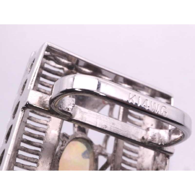 オパール5P デザイン 帯留め K14WG ホワイトゴールド : 親切な 玉や 