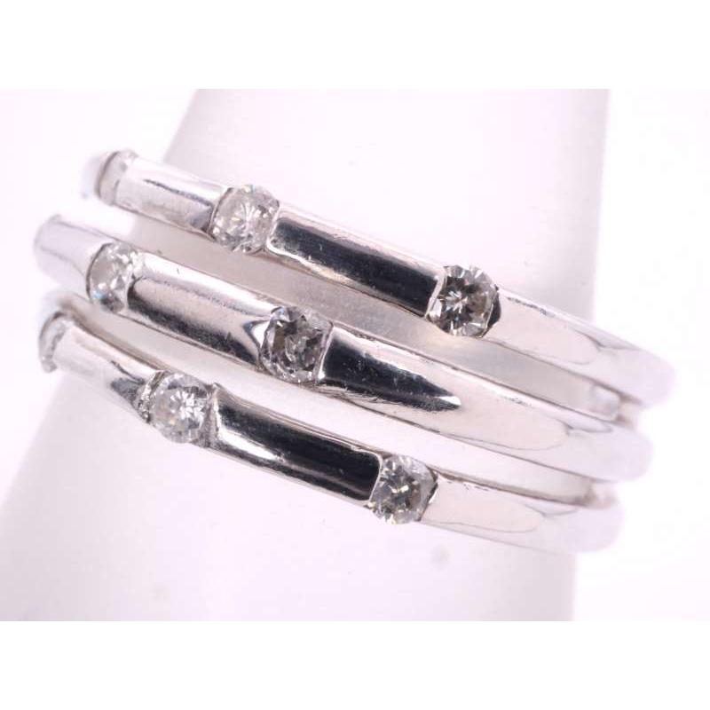 K14ホワイトゴールドオープンリング ダイヤ付き K14ホワイトゴールドダイヤモンドペアリング(RFR680-001