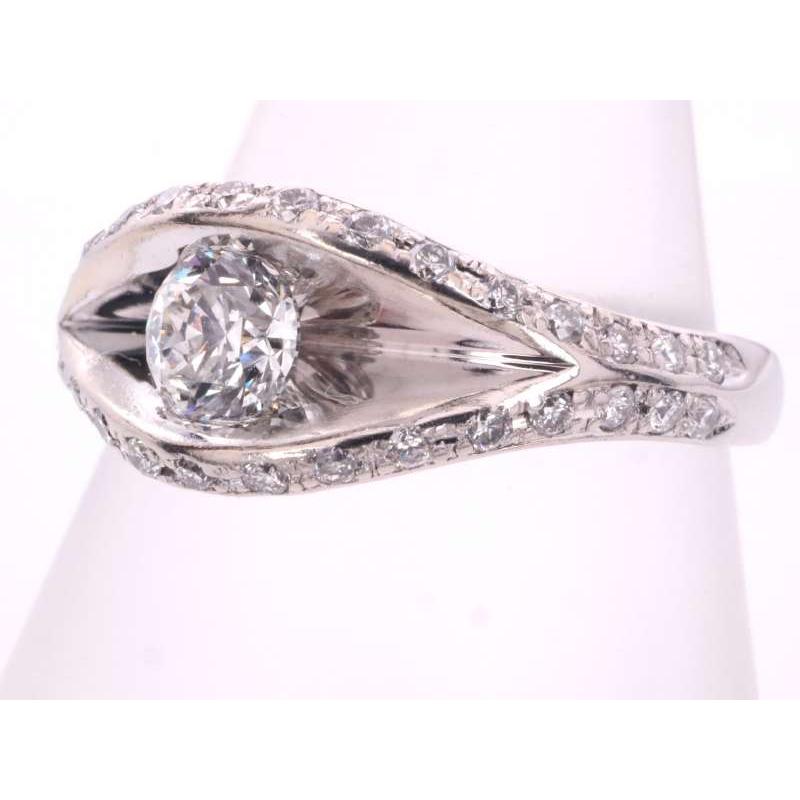 ダイヤ0.314ct ダイヤ0.25ct デザイン リング 17号 pt900 プラチナ 