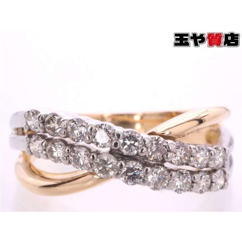 ダイヤ0.34ct デザイン リング 10.5号 K18YG pt900 イエローゴールド 