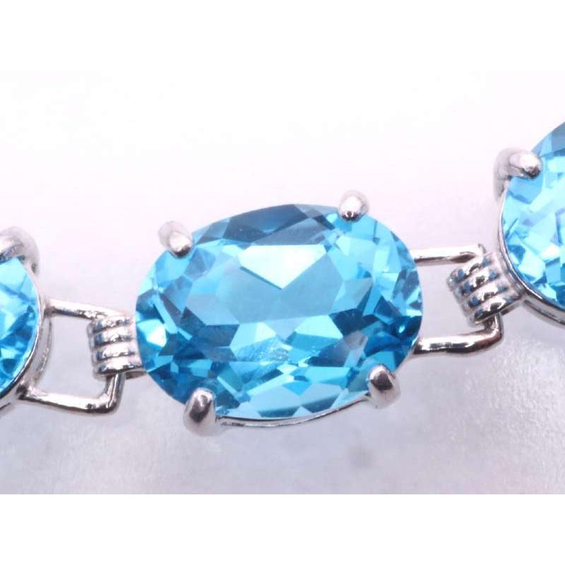 ブルートパーズ 17石 デザイン ブレスレット K14WG ホワイトゴールド 