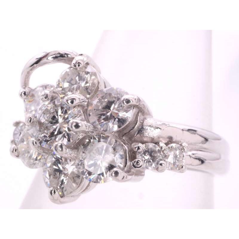 ダイヤ1.00ct フラワー デザイン リング9号 pt900 プラチナ