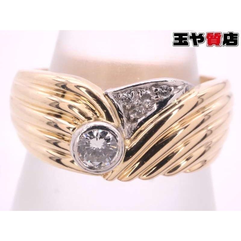 ダイヤ0.12ct デザインリング 12号 pt900K18YG プラチナ イエロー 