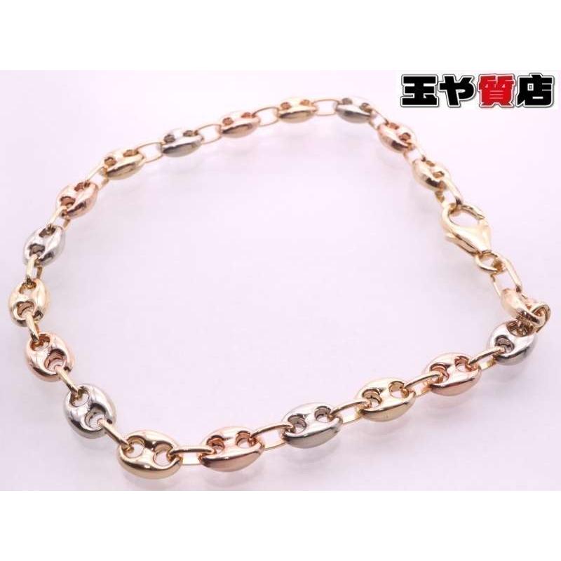 限定お値下げ　K14 WG PG YG ブレスレット イタリー スリーカラー デザイン ブレスレット 14Kt K14YG WG PG