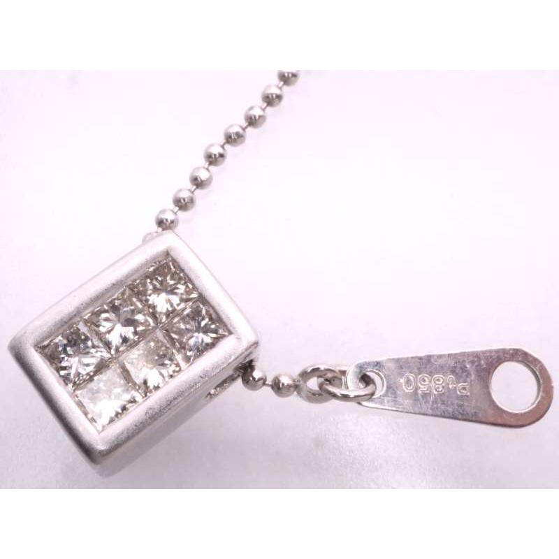 プリンセスカットダイヤ0.30ct スクエアペンダント ネックレス pt900 