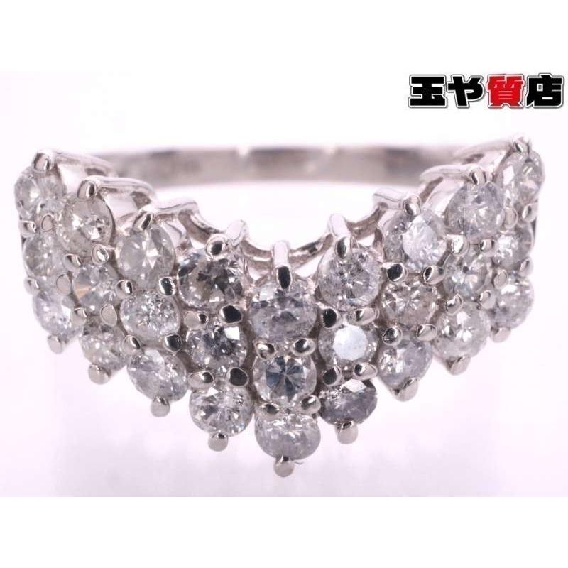 ダイヤ0.70ct V字デザイン リング13号強 pt900 プラチナ : a1479 