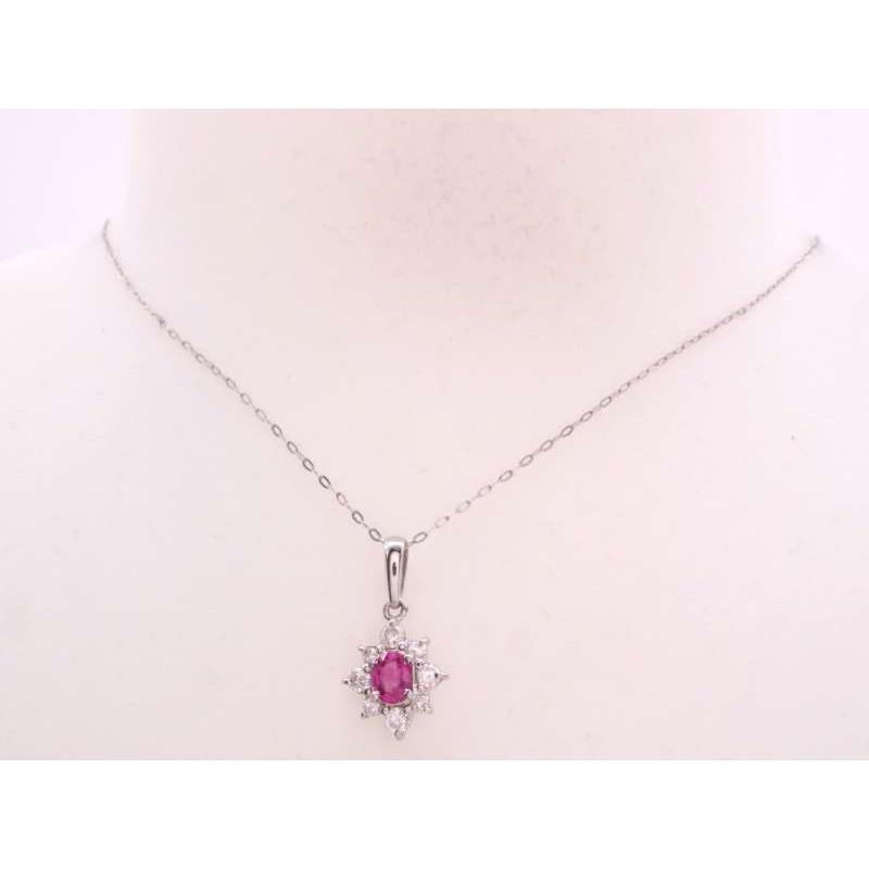 ルビー ダイヤ0.28ct デザイン ペンダント ネックレス pt950 pt900 