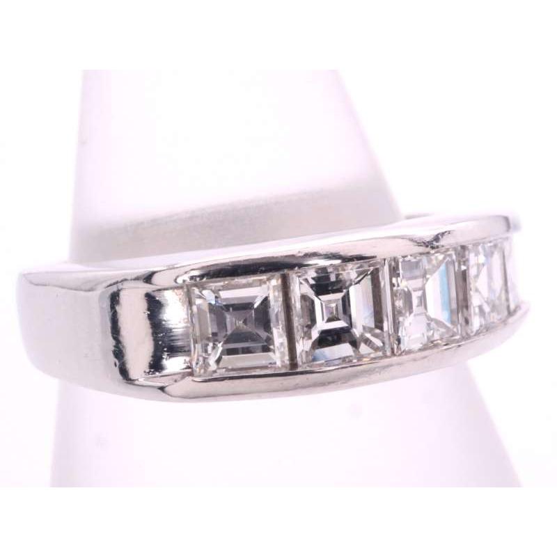 バケットカットダイヤ1.0ct 一文字 リング 11.5号 pt900 プラチナ 