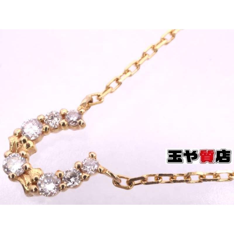 agete（アガット） 美品 ダイヤ0.05ct ホースシュー ネックレス K18YG