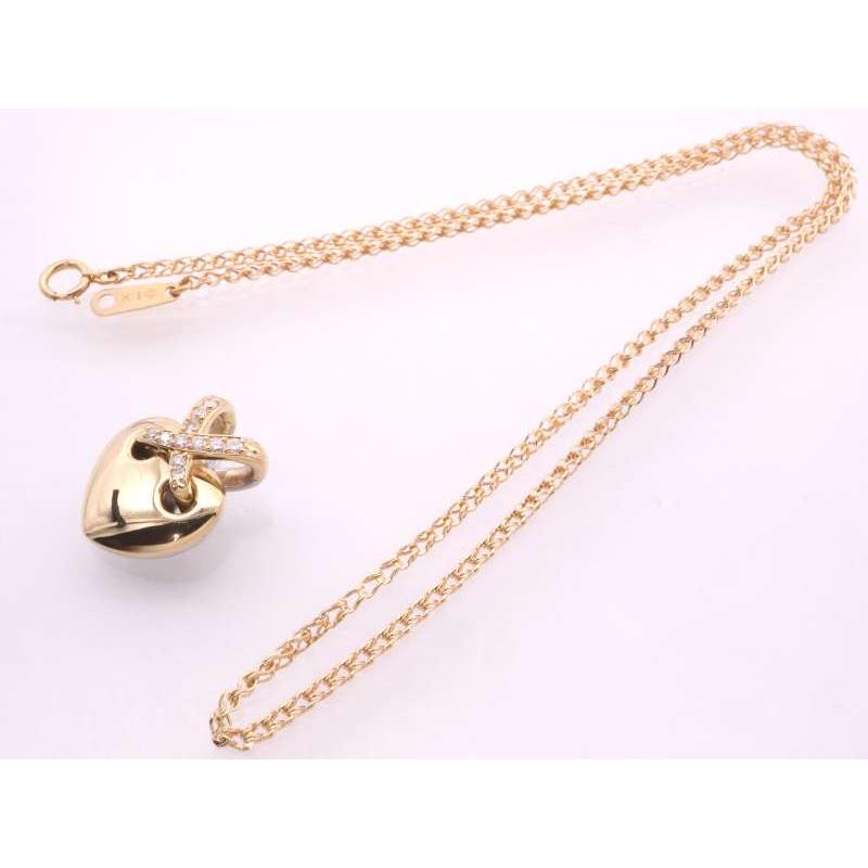 ダイヤ0.20ct ハートペンダント ネックレス pt900 K18YG プラチナ 