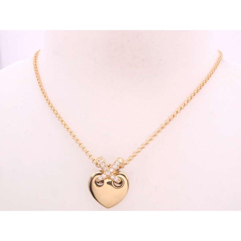 ダイヤ0.20ct ハートペンダント ネックレス pt900 K18YG プラチナ 