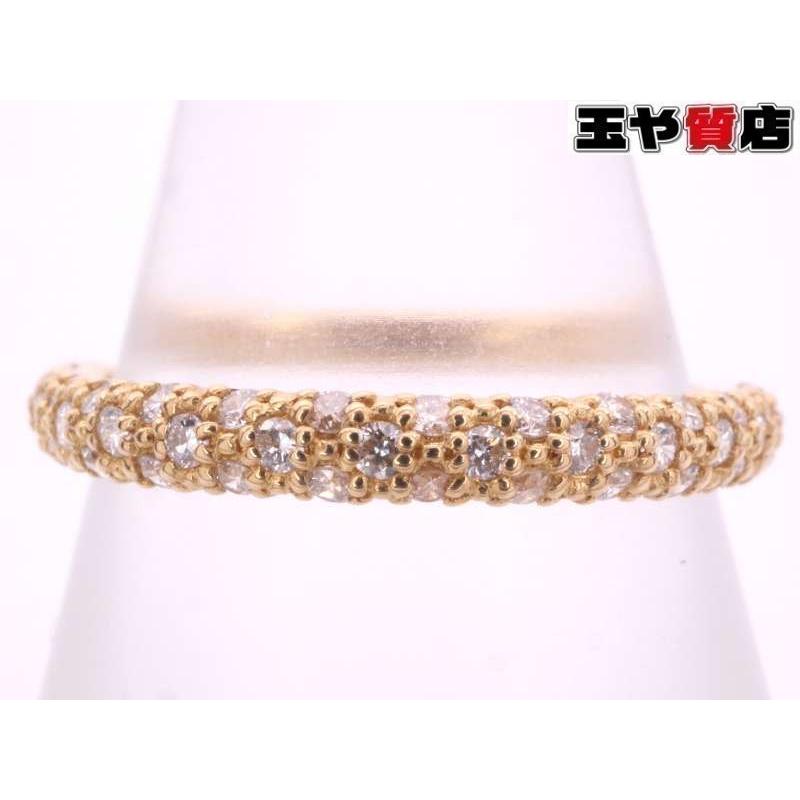 パヴェダイヤ0.30ct デザインリング 12号弱 K18YG イエローゴールド
