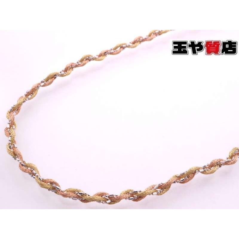 ゴールド とプラチナの「ツイストデザイン ネックレス」 3カラーツイストデザイン ネックレス K18YG WG PG イエローゴールド