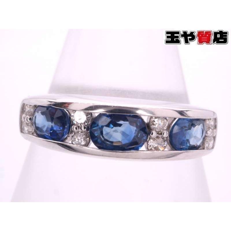サファイヤ1.00ct ダイヤ0.16ct デザインリング19.5号 pt900 プラチナ 