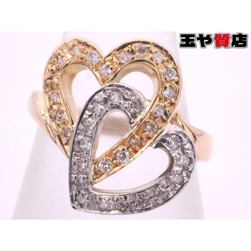 K18 ハートリング #11.5 ゴールド K18ハートモチーフゴールドリング11号1121K2412①