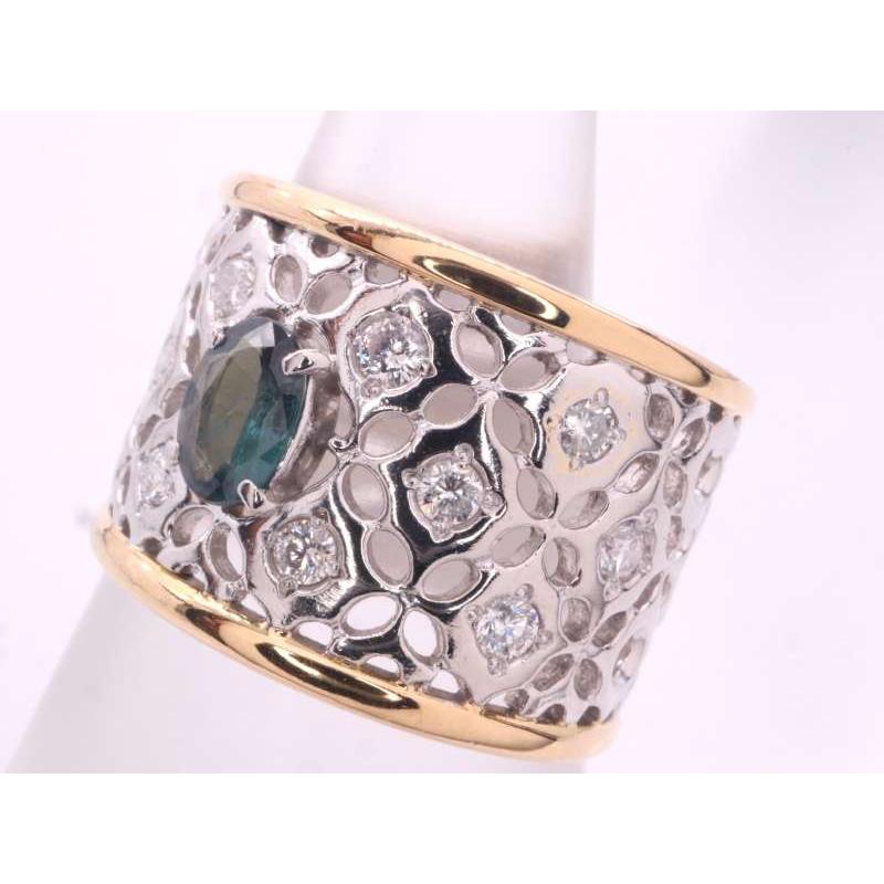 アレキサンドライト0.39ct ダイヤ0.39ct デザインリング 16号 pt900 K18YG プラチナ イエローゴールド 鑑別書付_3