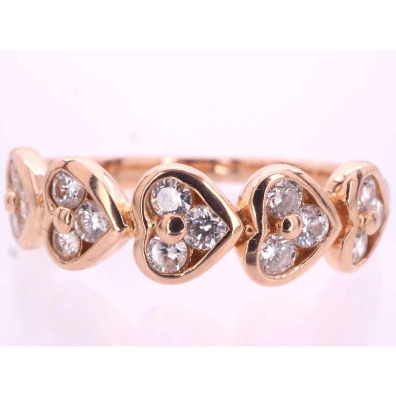 ダイヤ0.30ct ハート多数デザイン リング9.5号 K18PG ピンクゴールド 