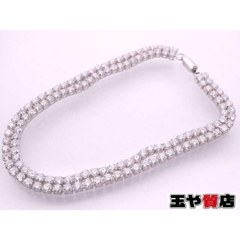 ラボグロウンダイヤ6.5ct 二連デザイン ブレスレット 18K K18WG