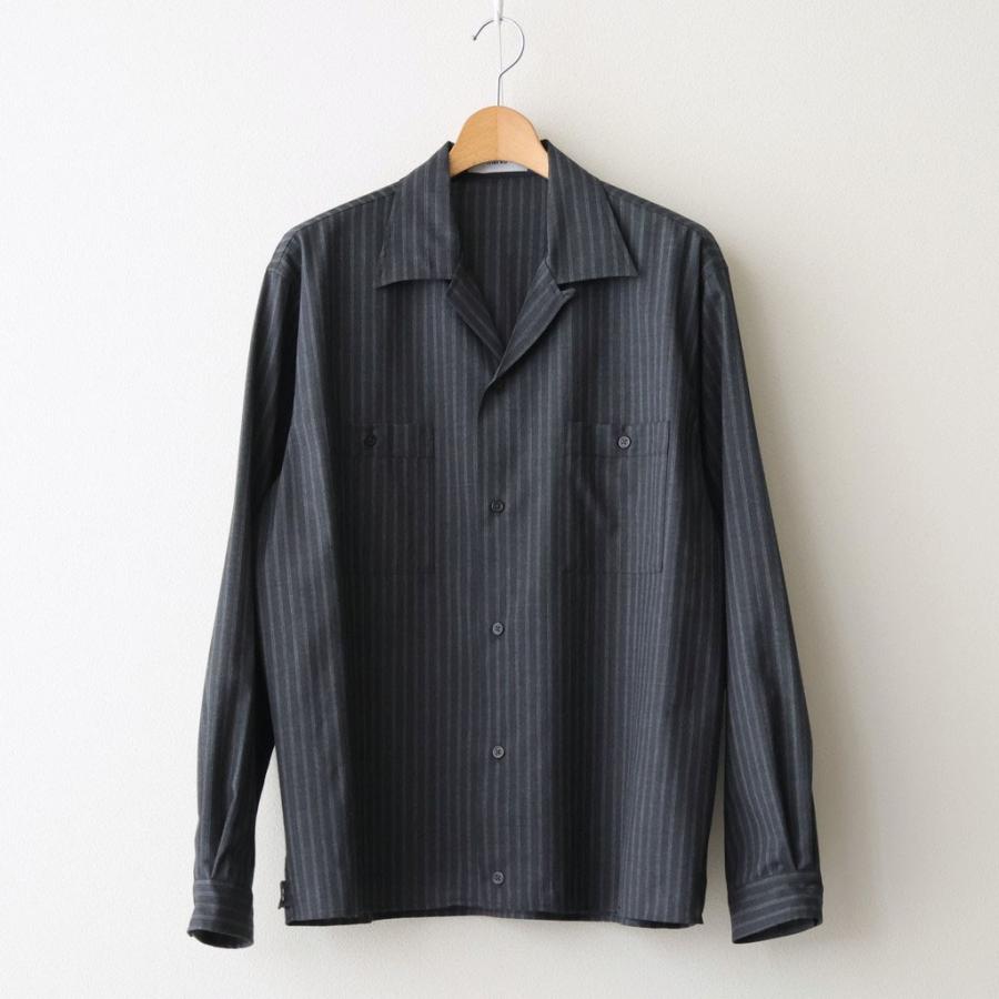 マーカ DOUBLE POCKET OPEN COLLAR SHIRT #GRAY STRIPE [M26A11SH01C