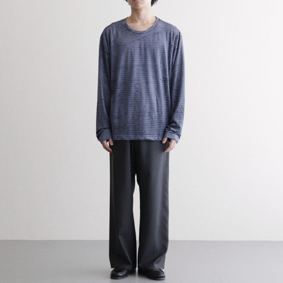 アンスクリア Velour Border Long Sleeve Tee #BLUE [I26SS-CUT13