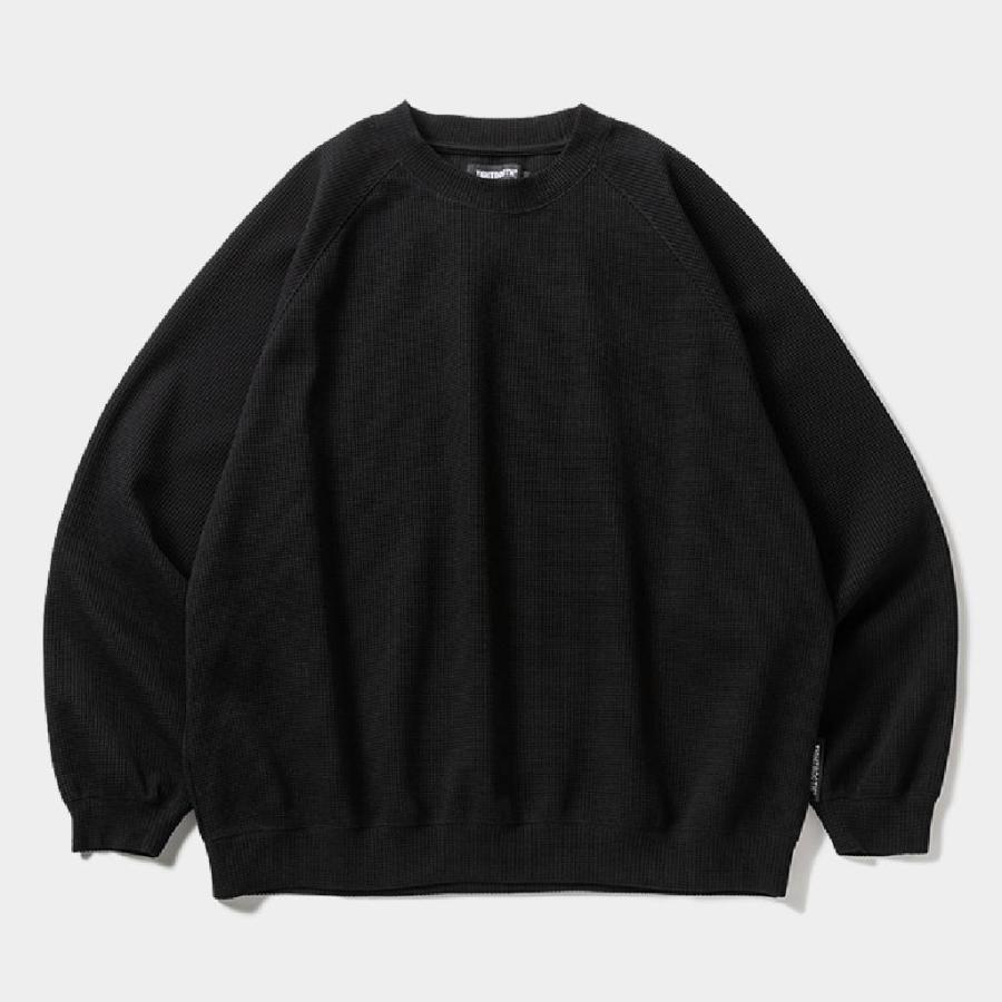 セール TIGHTBOOTH FW24-KN03 ブラックニットセーター タイトブース WAFFLE CREW KNIT #Black [SS26-SW03] TIGHTBOOTH
