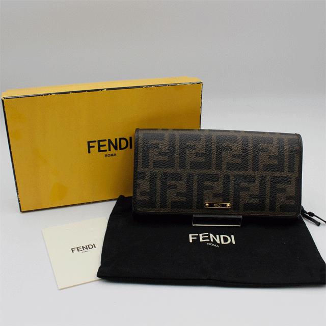 FENDI フェンディ ズッカ柄長財布 PVCレザー/ブラウン系 :1998:有限 FENDI フェンディ ズッカ柄長財布 PVCレザー/ブラウン系 :1998:有限