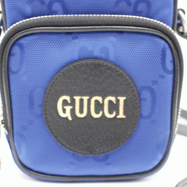 GUCCIナイロンxレザーオフザグリッドボディバッグブルーGG