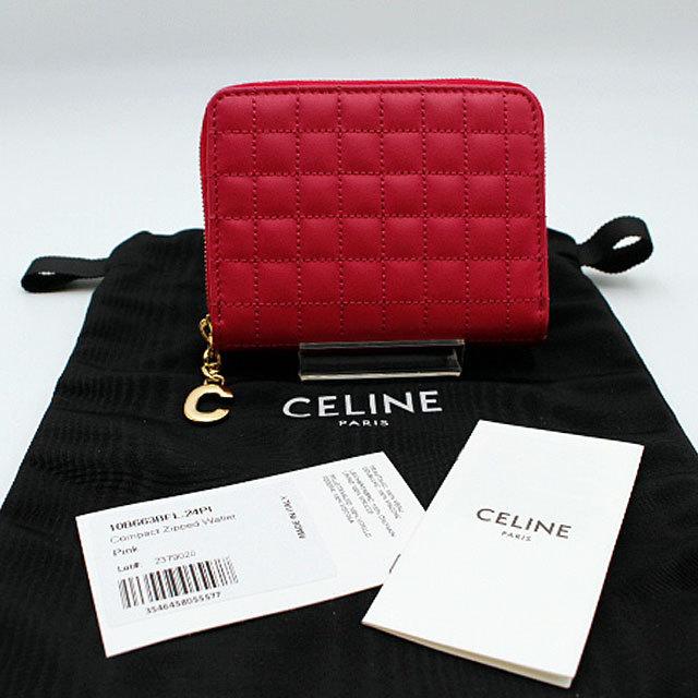 【美品】CELINE コンパクトウォレット CELINE（セリーヌ） コンパクト ウォレット 小銭入れ 10B663BFL ピンク