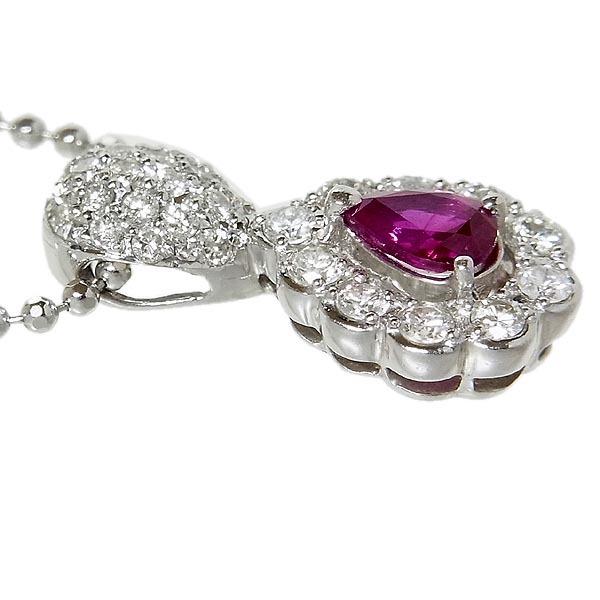 Pt850 Pt900 ネックレス ルビーペンダント付 R0.64ct D0.70ct 8.9g 