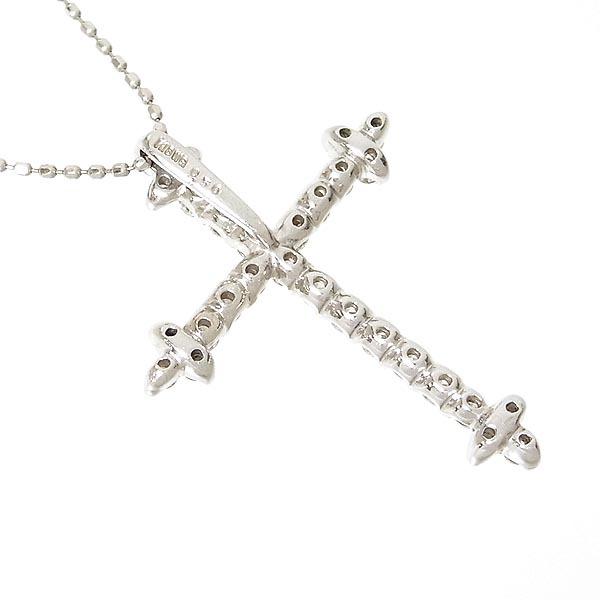 ネックレス メレダイヤ入りクロスペンダント付 K18WG D0.50ct 3.4g  