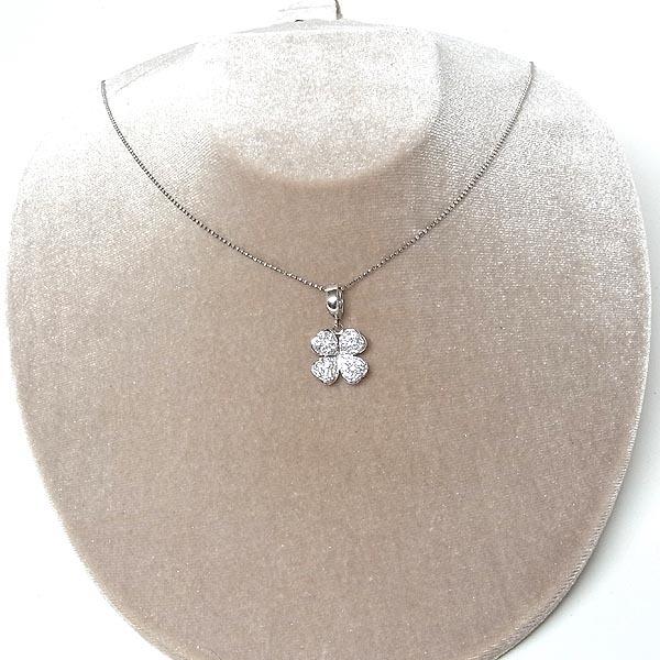 ネックレス メレダイヤ入りクロスペンダント付 K18WG D0.50ct 3.4g  