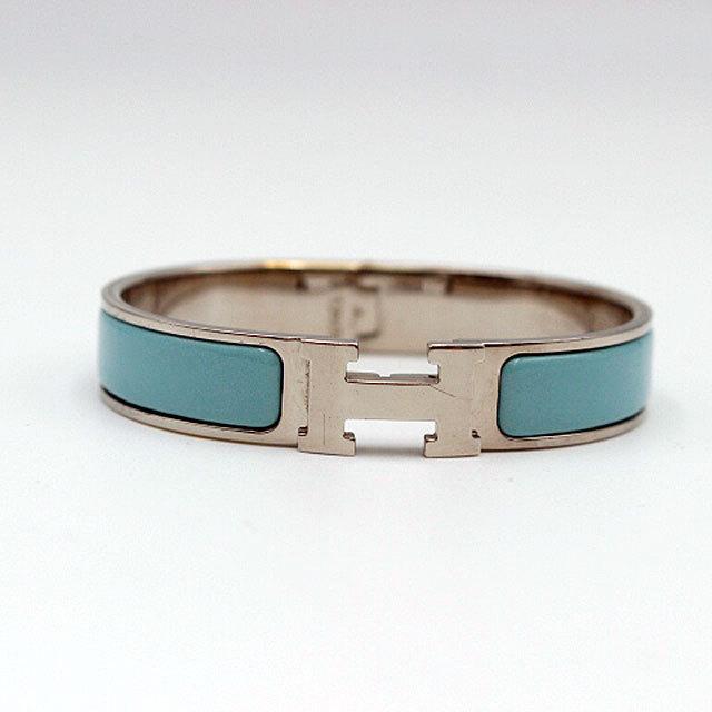 HERMES HERMESエルメス クリッククラックPMバングル ライトブルー・F刻