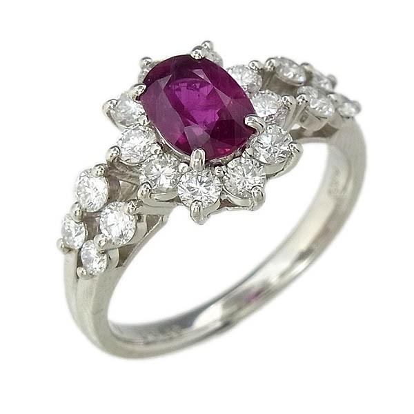 Pt900天然ルビー指輪 プラチナ ルビーリング R:1.026ct/D 0.95ct/6.3g 