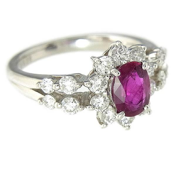 Pt900天然ルビー指輪 プラチナ ルビーリング R:1.026ct D 0.95ct