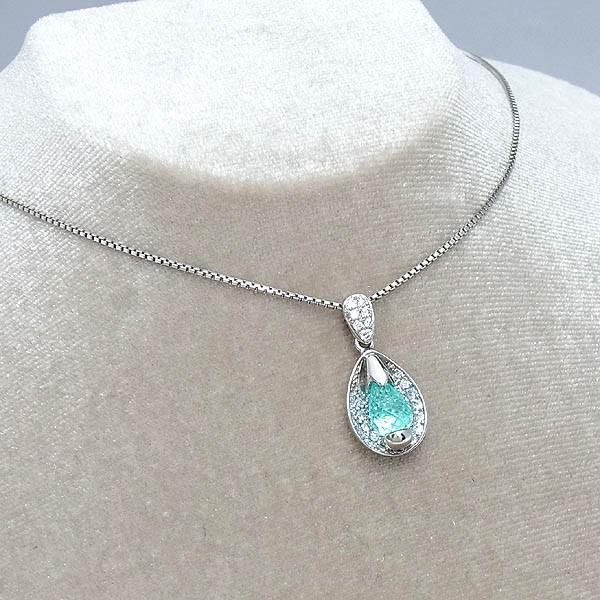 Pt900 850 パライバトルマリン 1.931ct ダイヤ0.50ct ペンダント付き 