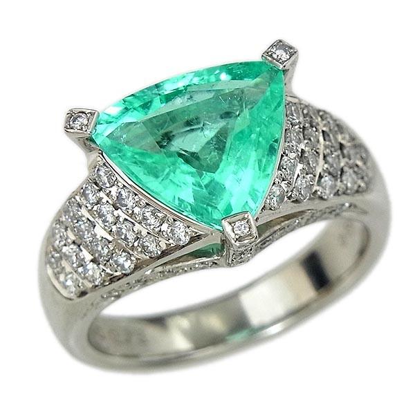 パライバトルマリン指輪 Pt900 2.73ct D 0.56ct 8.8g 12号 中央宝石  