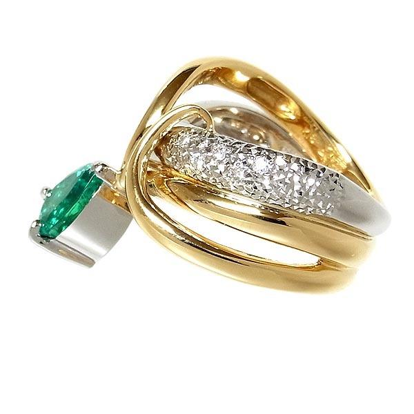 アズタイム 石川暢子デザイン K18 Pt900 リング 指輪 D:0.12ct E1.27ct 