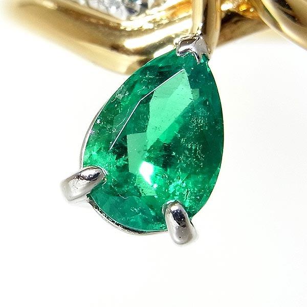 激安！濃緑 1.35ct エメラルド ダイヤ K18 yg ネックレス 鑑別