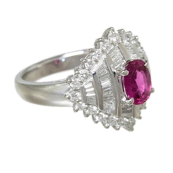 Pt900天然ルビー指輪 プラチナ ルビーリング R:1.18ct D:0.89ct 9.7g 