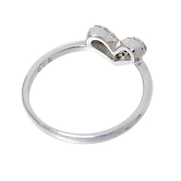 K18WGメレダイヤ入りファッションリング ハートモチーフ指輪 D 0.15ct 