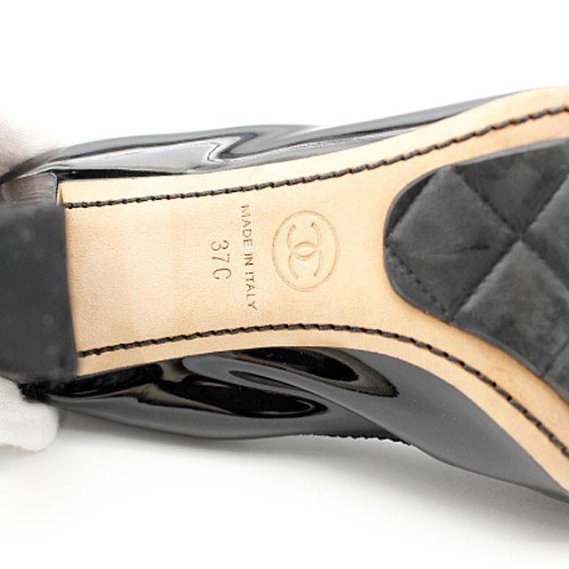 CHANEL 【CHANEL】シャネル エナメルパンプス ブラック 37 CHANEL 【CHANEL】シャネル エナメルパンプス ブラック 37