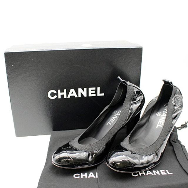 CHANEL 【CHANEL】シャネル エナメルパンプス ブラック 37 CHANEL 【CHANEL】シャネル エナメルパンプス ブラック 37