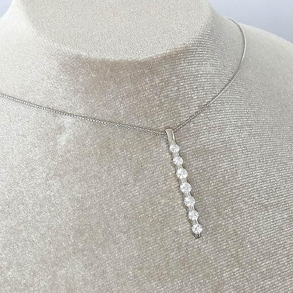 Pt900/Pt850 ダイヤモンド ラインペンダント付ネックレスD0.73ct 5.4g  